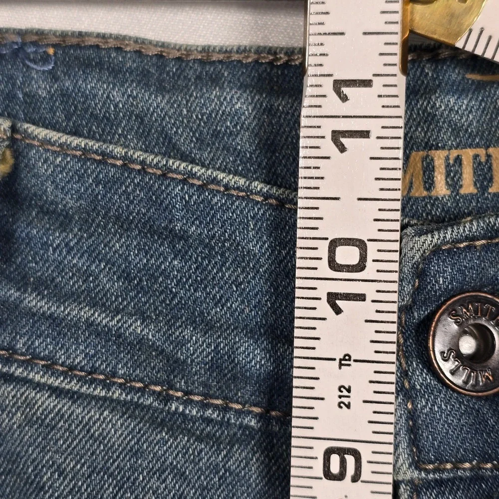 Smith Mills Mens Blue Wash Denim Jeans Straight Fit Casual Stretchy Size 34x30